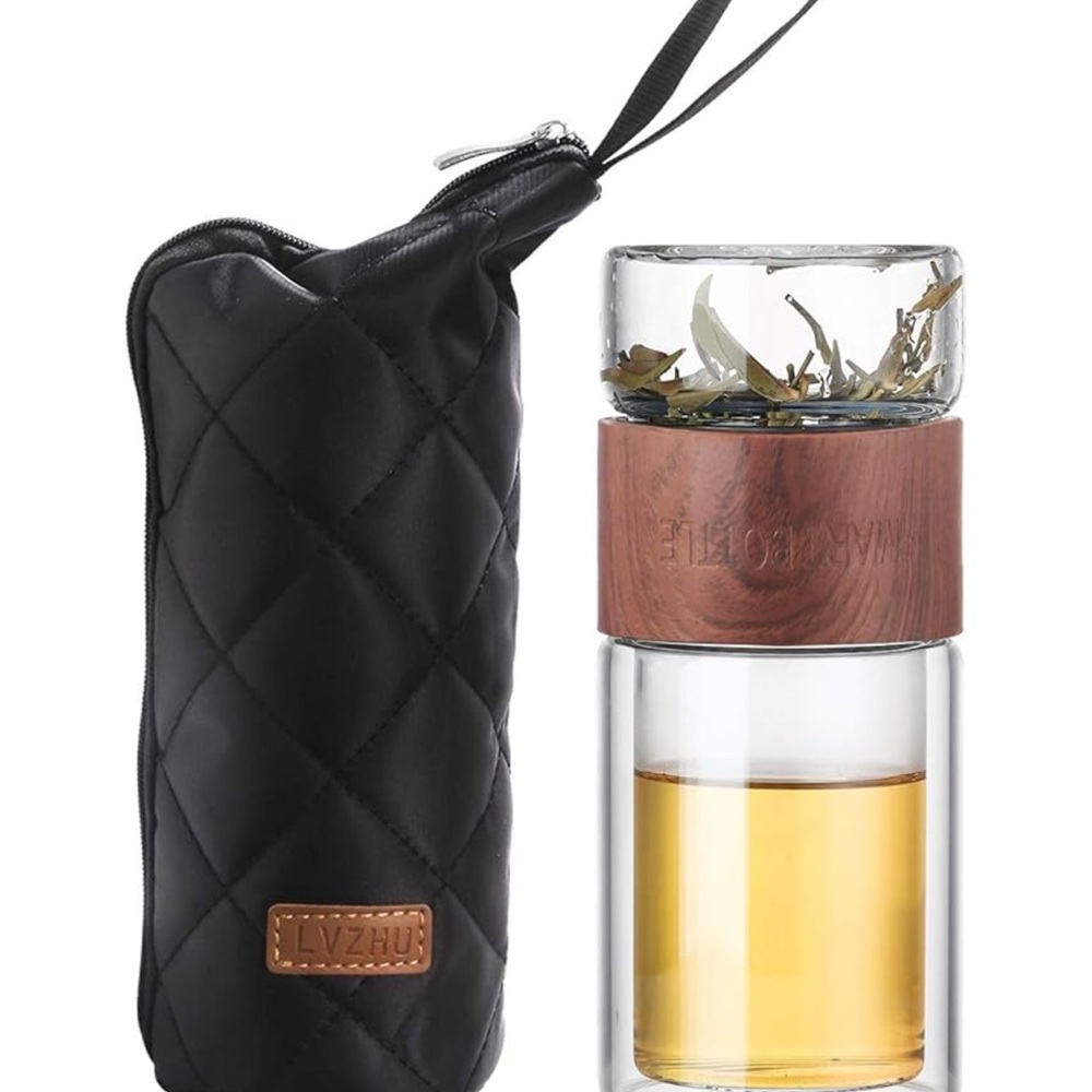 oneisall Tea Infuser Bottle - 7oz Glass Tumbler